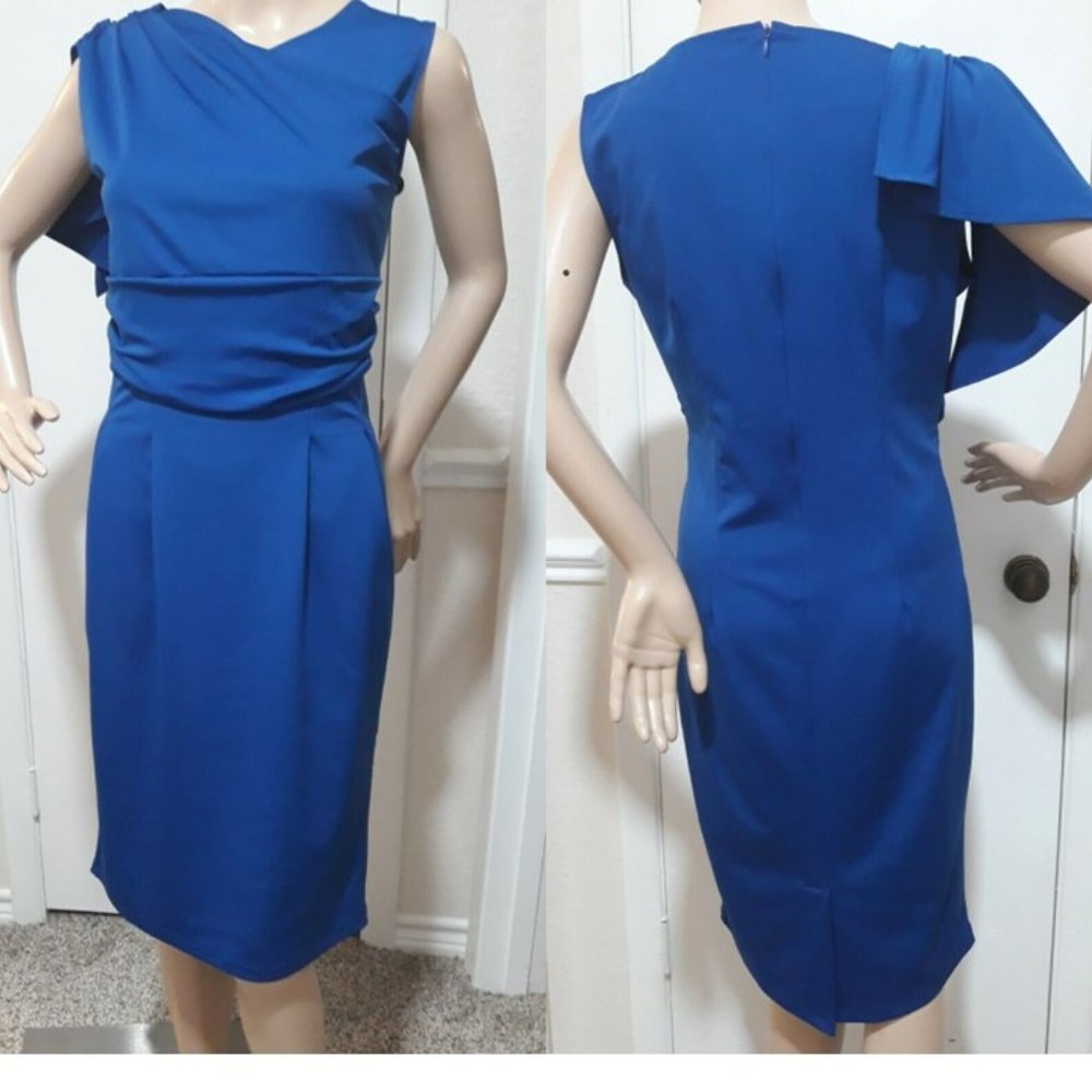 Size L Royal Blue Dress with Shoulder Detailing